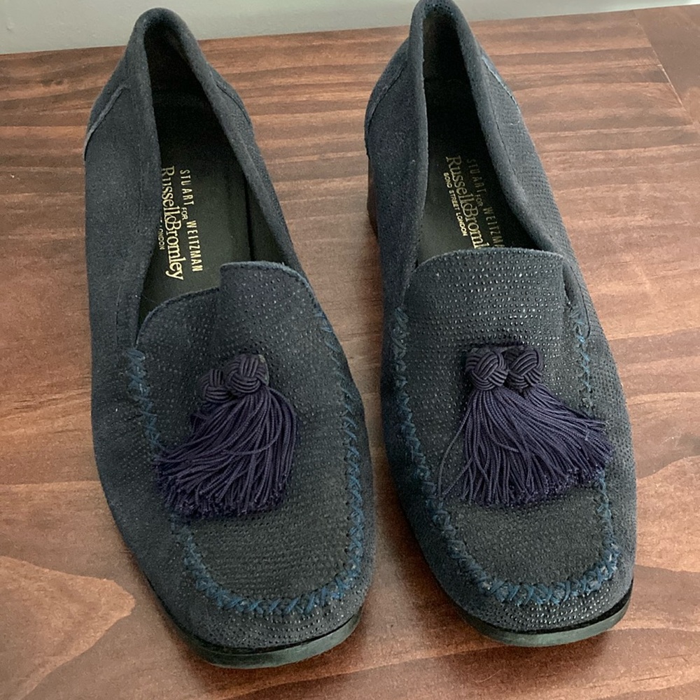Stuart Weitzman for Russell & Bromley Navy Tassel Loafers